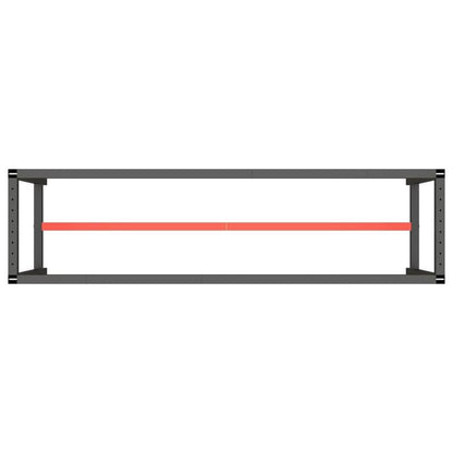 Werkbank – Werktafel – Werkplek – Werkstation – Werkblad – Metaal – Mat Zwart Rood – 210x50x79 cm – Robuust & Stabiel - QUORE