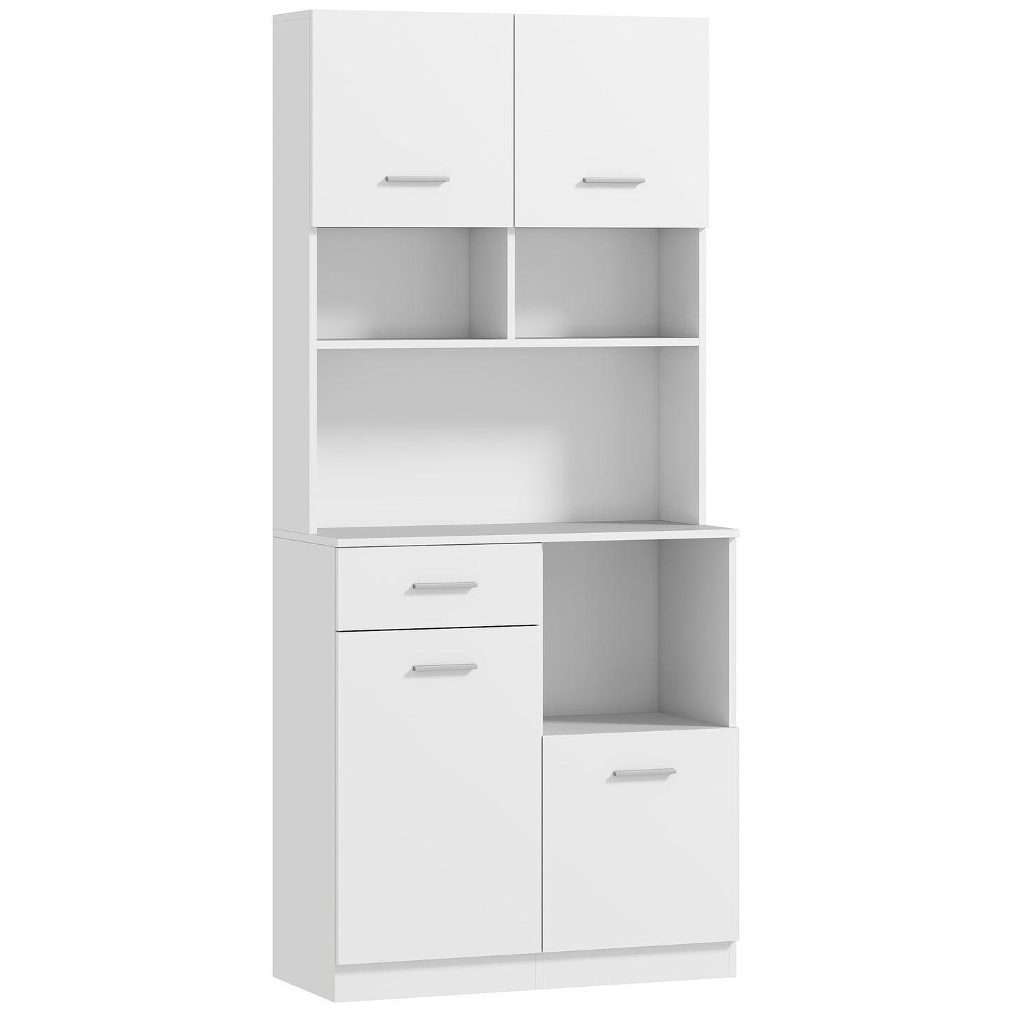 Keukenkastje – Hoge Kast – Opbergkast – Buffetkast – Dressoirkast – Soft-Close Deuren – Verstelbare Planken – Wit 80x35x180 cm