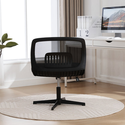 Bureaustoel – Kantoorstoel – Draaistoel – Computerstoel – Werkstoel – Verstelbaar in hoogte – 360° Draaibaar zonder armleuningen – Ergonomische rugleuning – Grote gewatteerde zitting – Stevig metalen frame – Ademend mesh stof
