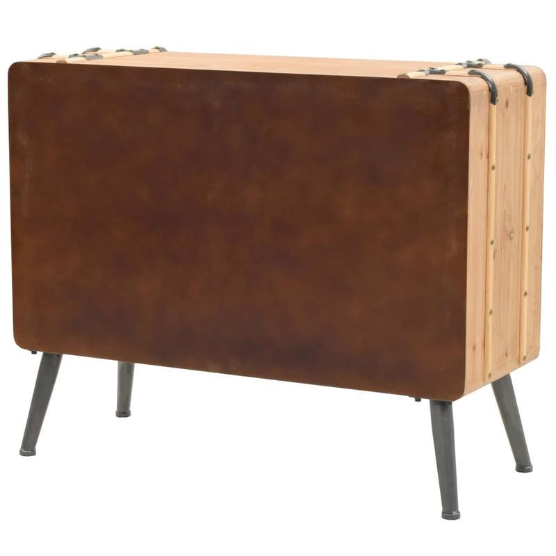 Ladekast – Opbergkast – Dressoir – Ladenkast – Kast Bruin – Massief Vurenhout – Compacte Afmetingen 91x35x73 cm
