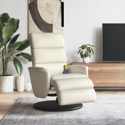 Tuinstoel – Fauteuil – Relaxstoel – Loungestoel – Verstelbare Stoel – Crème Kunstleder – 360 Graden Draaibaar