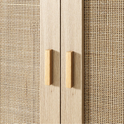 Dressoir – Buffetkast – Kast – Opbergkast – Wandkast – Natuurlijke Eiken Finish – Stevige MDF Constructie – 91 cm Hoog – Open Planken Met 2 Deuren