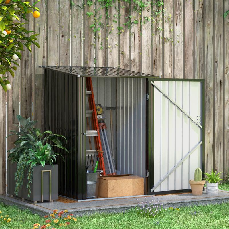 Metalen Opbergschuur – Tuinopslag – Gereedschapsschuur – Opbergkast – Buitenschuur – Grote Capaciteit – Steviele Stalen Constructie – 100x103x160 cm – Donkergrijs – Dubbele Deuren – Grondankers – Eenvoudige Montage – Verplaatsbaar
