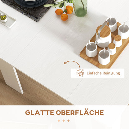 Uitschuifbare Eettafel – Inklapbare Tafel – Uitklapbare Keukentafel – Vouwtafel – Wit – Verstelbaar 60-180 cm – Hoogwaardig Spaanplaat