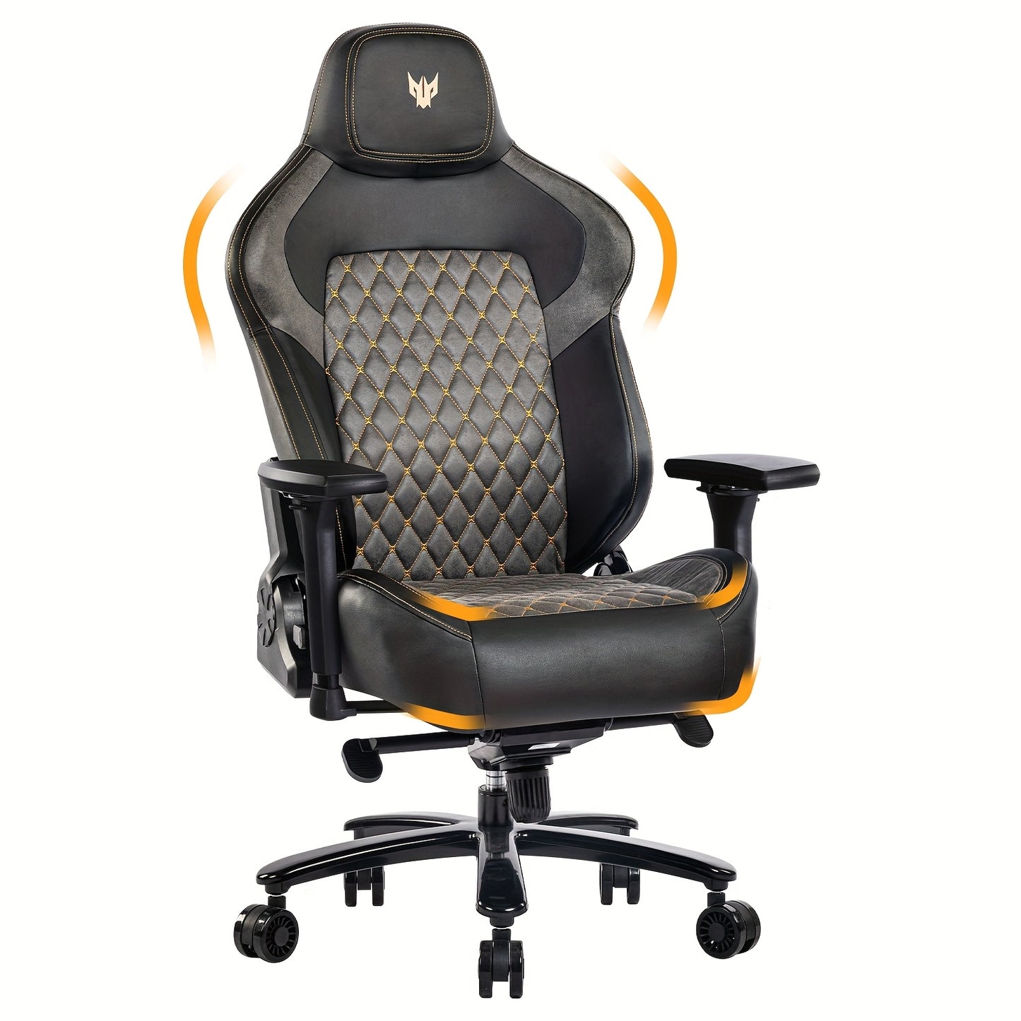 Gamingstoel – Gamestoel – Gaming Chair – Game Stoel – Bureaustoel – 4D Verstelbare Armleuningen – Ergonomische Lendensteun – Max 200 kg – Zwart-Grijs