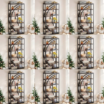 Industriële Boekenkast – Boekenplank – Wandrek – Opbergkast – Displaykast – 179,8 cm Hoog – Zwart Metalen Frame & Bruine Houten Planken – Stevige 6-Lagen Opslag
