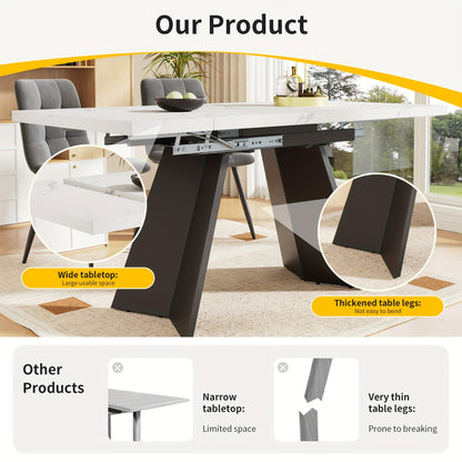 Uitklapbare Tafel – Klaptafel – Vouwtafel – Eettafel – Uitschuifbare Tafel – Ruimtebesparend Design – Wit Tafelblad Met Zwarte Metalen Poten