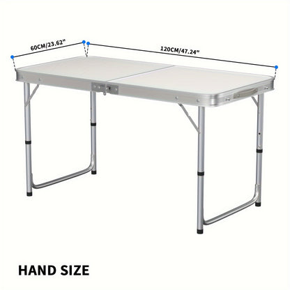 Verstelbare Vouwbare Camping - Picknicktafel – Lichtgewicht Aluminium Frame met Houten Blad – Ruimtebesparend Werk- of Eettafel voor Balkon, Tuin of Kleine Keuken