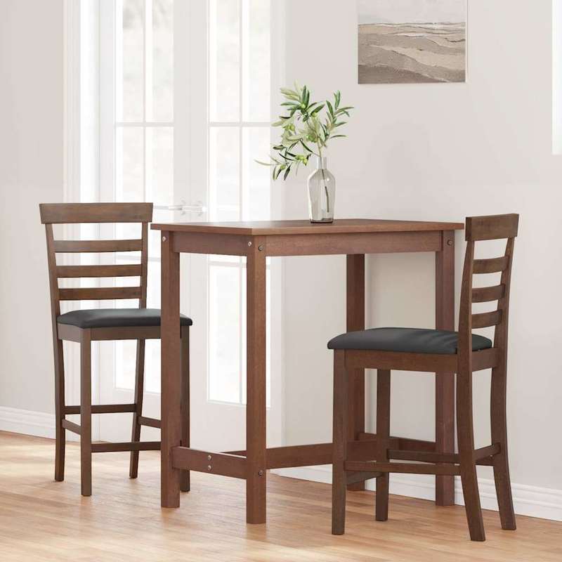 Bar stool with pillow 2pcs of brown solid wood rubber tree,  Dining Room Furniture, Modern Stool, Fabric Upholstery, Backrest Stool, High Stool, Commercial Use, Cafe Seating