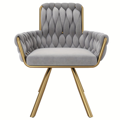 Draaifauteuil – Fauteuil – Loungestoel – Relaxstoel – Zitstoel – Velvet Bekleding – 360° Draaibaar Met Stabiele Metalen Poten – Zacht Grijs