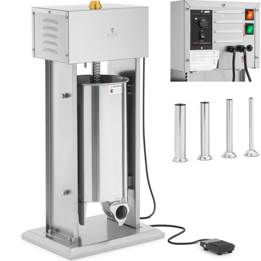 Worstenvuller Elektrisch – Worstenmaker – Worstmachine – Vleesspuit – Worstpers – 15 Liter Capaciteit – 120W Motor – RVS Roestvrij Staal