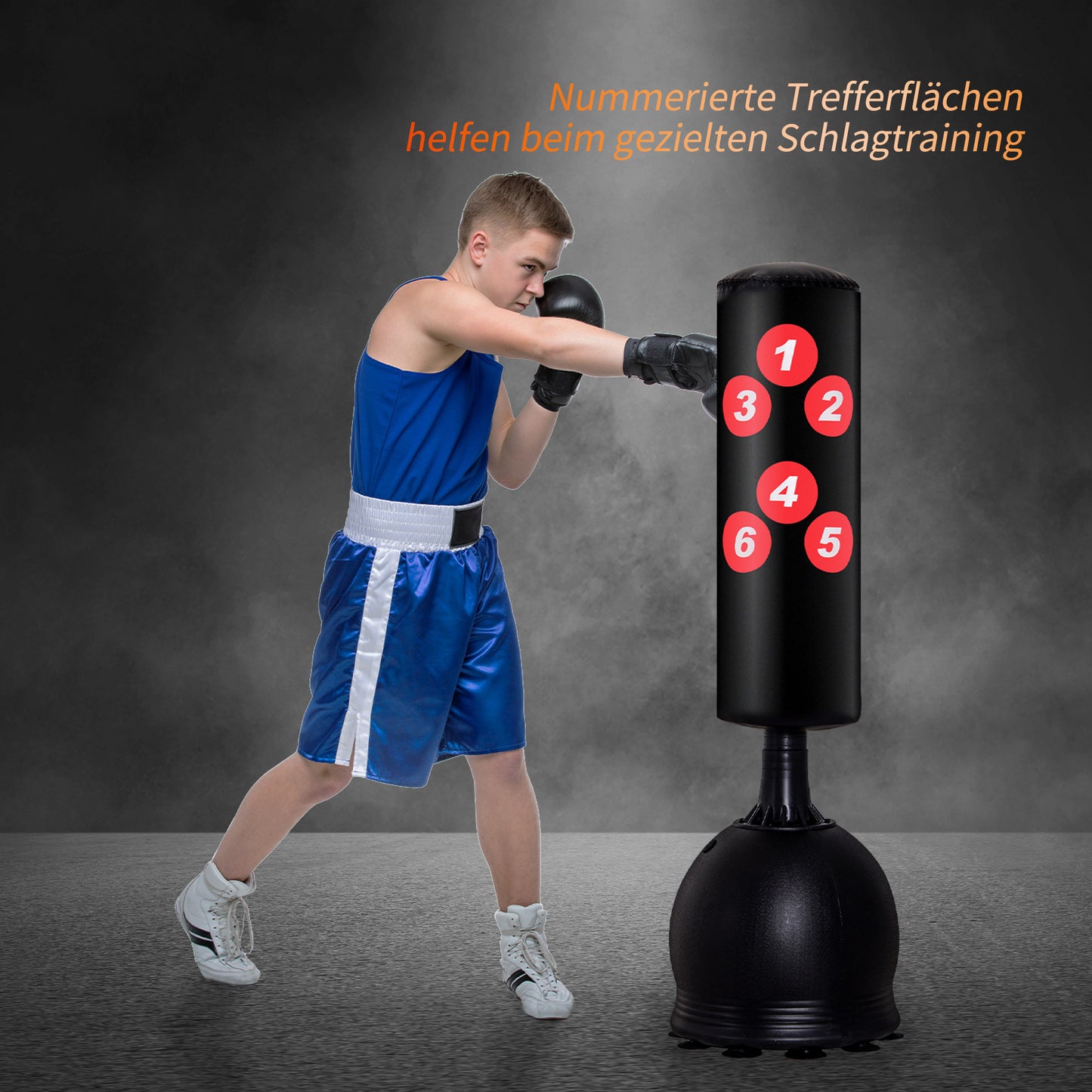 Bokszak – Boksmachine – Boksbal – Bokspaal – Boksstoel – Staand – 165 cm Hoog – Robuust IJzerframe Met Zuignapvoet