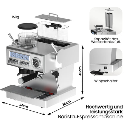 Espressomachine – Koffiemachine – Pistonmachine – Volautomaat – Baristamachine – 20-Bar Pomp – Roestvrijstalen Behuizing