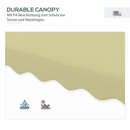 Parasol – Tuinparasol – Balkonparasol – Stokparasol – Terrasparasol – Decentraal Zijpaal – 2,5x2,5 m – Metalen Frame – Beige Polyester – Kruisvoet – Slingerbediening