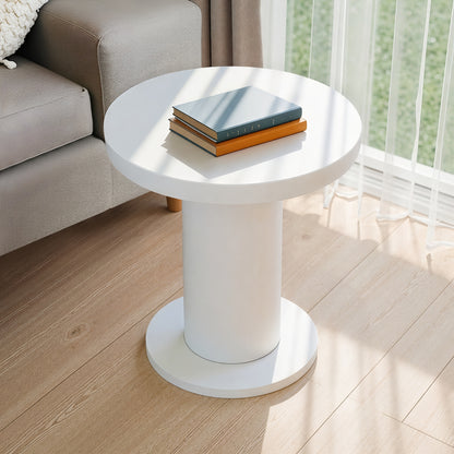 Salontafel – Bijzettafel – Woonkamertafel – Koffietafel – Ronde Tafel – 39,8 cm – Wit Metalen Frame – Minimalistisch Modern Design