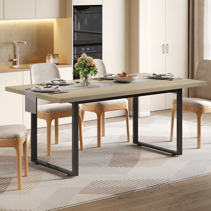 Industriële Eettafel – Robuuste Tafel – Family Dining – Horeca Tafel – Rustieke Eettafel – Natuurlijk Kleur – 160×80 cm – Stevig Metalen Frame – Geschikt Voor 6-8 Personen