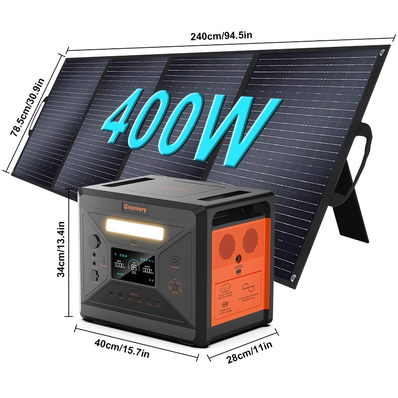 Draagbare Power Station – Mobiele Generator – Noodstroomvoorziening – Camping Accu – Zonne-energie Generator – 2500W Vermogen – 2304Wh Capaciteit Met 400W Zonnepanelen