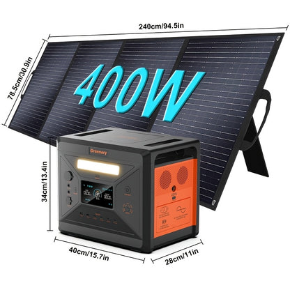 Draagbare Power Station – Mobiele Generator – Noodstroomvoorziening – Camping Accu – Zonne-energie Generator – 2500W Vermogen – 2304Wh Capaciteit Met 400W Zonnepanelen
