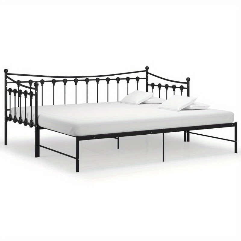 Bedbankframe – Uittrekbare Sofa – Slaapbank Frame – Bedframe Metaal – Logeerbed Frame Zwart – Ruimtebesparend – 90x200 cm
