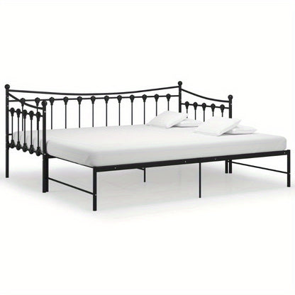 Bedbankframe – Uittrekbare Sofa – Slaapbank Frame – Bedframe Metaal – Logeerbed Frame Zwart – Ruimtebesparend – 90x200 cm