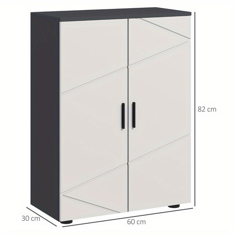 Badkamerkast – Opbergkast – Badkamermeubel – Kastje – Opbergmeubel – Dubbele Deuren – Verstelbare Glazen Planken – Grijs 60x30x82 cm – Gereedschapsloze Montage