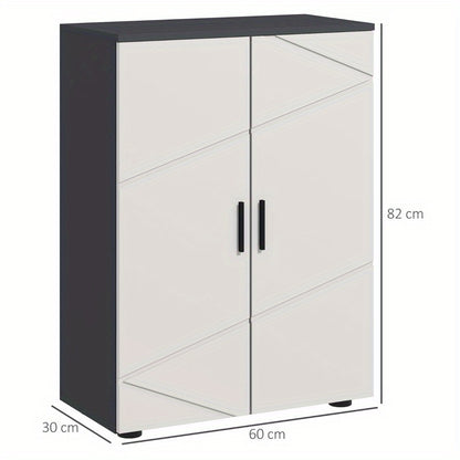 Badkamerkast – Opbergkast – Badkamermeubel – Kastje – Opbergmeubel – Dubbele Deuren – Verstelbare Glazen Planken – Grijs 60x30x82 cm – Gereedschapsloze Montage