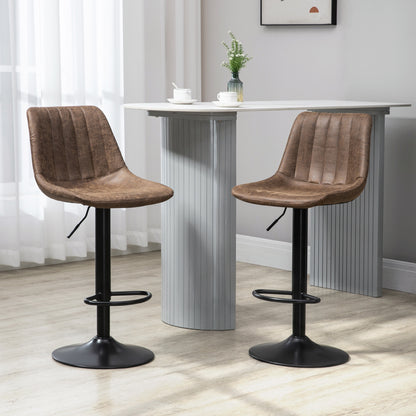 Barstoel – Barkruk – Keukenstoel – Counterstoel – Kruk – Verstelbare Zithoogte – Microfiber Stoffen Bekleding Bruin