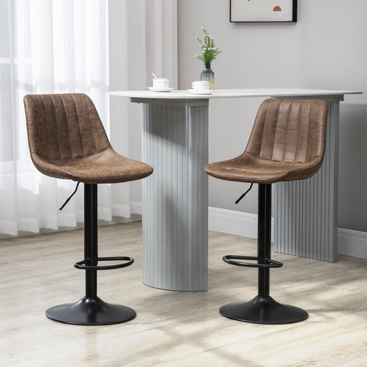 Barstoel – Barkruk – Keukenstoel – Counterstoel – Kruk – Verstelbare Zithoogte – Microfiber Stoffen Bekleding Bruin