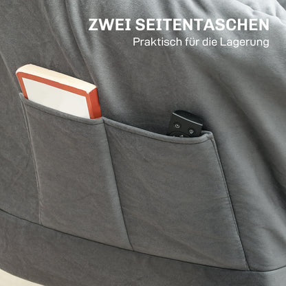 Fauteuil – Accentstoel – Zetel – Bijzetstoel – Relaxstoel – Grijs – Stalen Poten – Zijzak Voor Opbergruimte