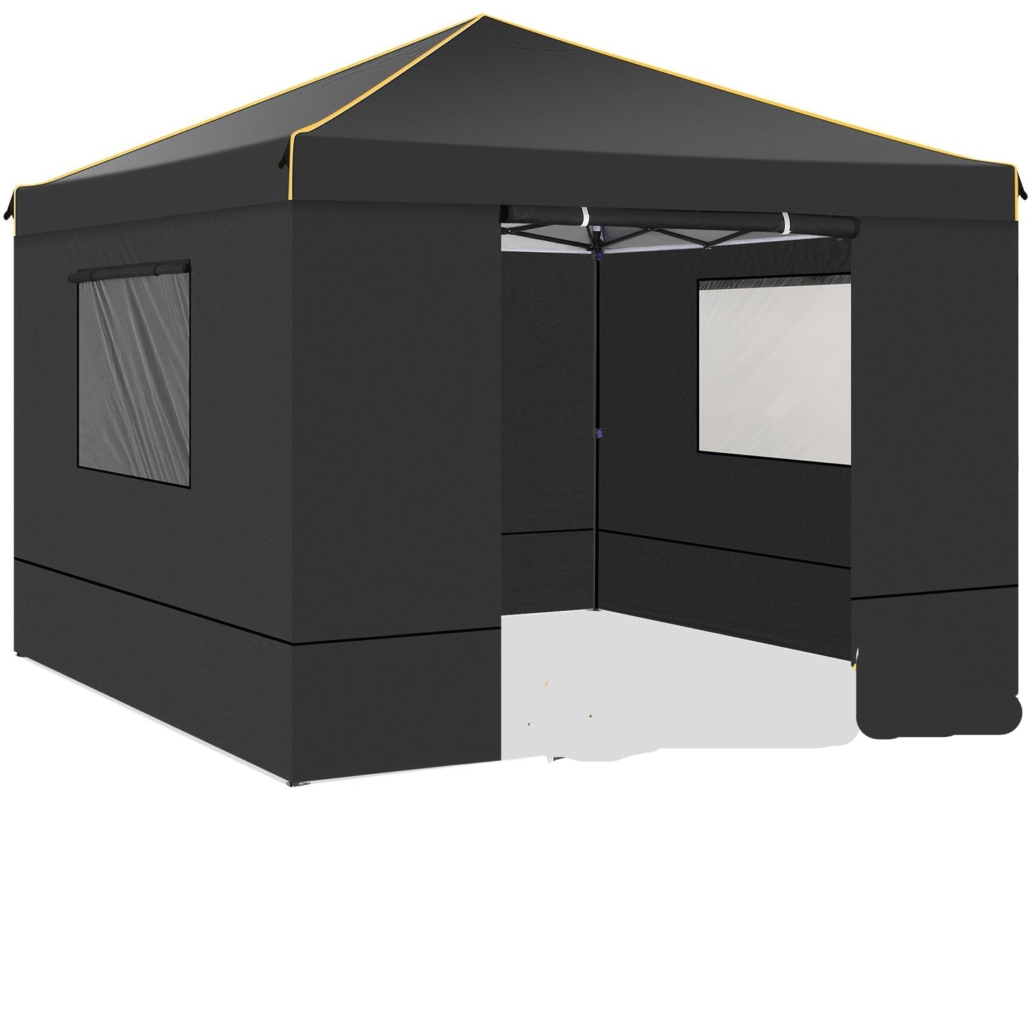 Partytent – Vouwtent – Paviljoen – Feesttent – Tuinentent – 3x3 m – Vier Wanden – Snel Opzetten – Metaal Frame – Zwart