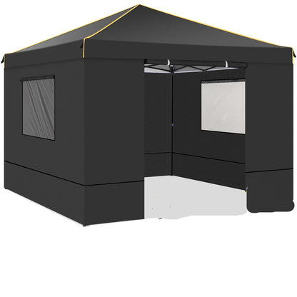 Partytent – Vouwtent – Paviljoen – Feesttent – Tuinentent – 3x3 m – Vier Wanden – Snel Opzetten – Metaal Frame – Zwart