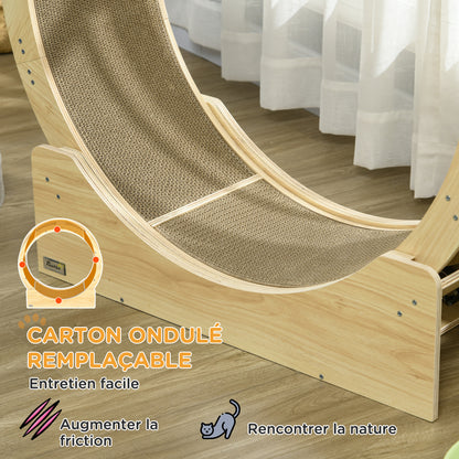 Kattenloopwiel – Kattenrad – Kattenrader – Kattenwiel – Kattenfitness – Natuurlijk houten ontwerp – Ingebouwde veiligheidsrem en krabmat