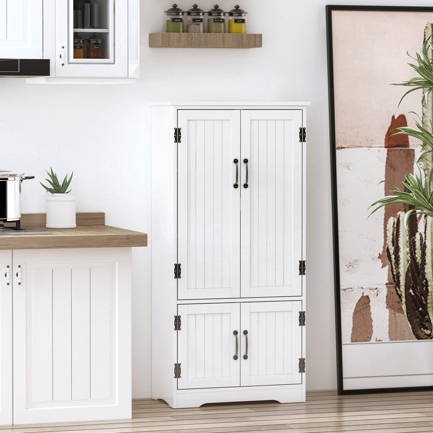 Keukenkast – Keukenkastje – Keukenkast Opbergruimte – Keuken Buffet – Keukenmeubel – Wit MDF – 2 Deuren 3 Planken