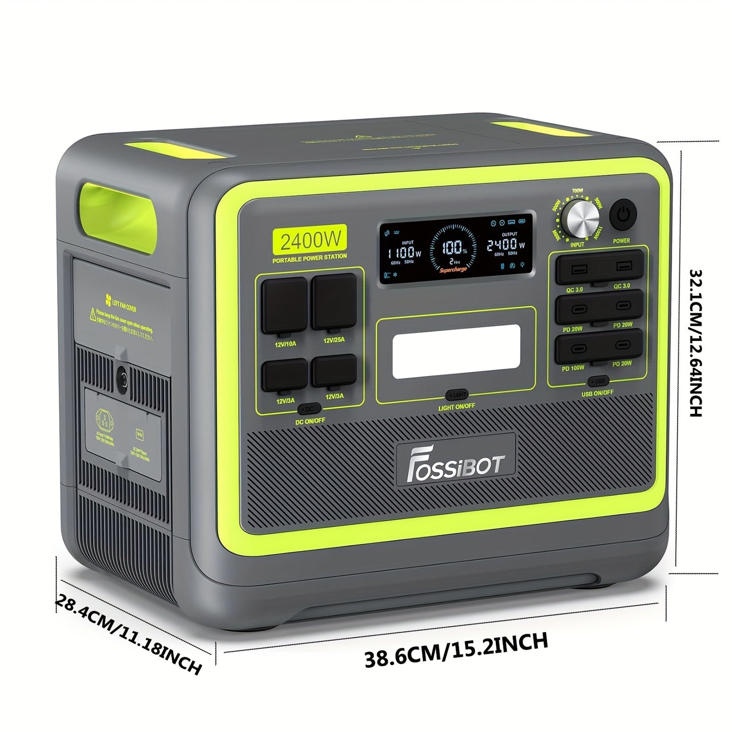 Powerstation – Portable Generator – Mobiele Accuplaats – Noodstroomvoorziening – Zonne-energie Generator – Zwart – 2048Wh LiFePO4 Accu – 2400W Continu Vermogen