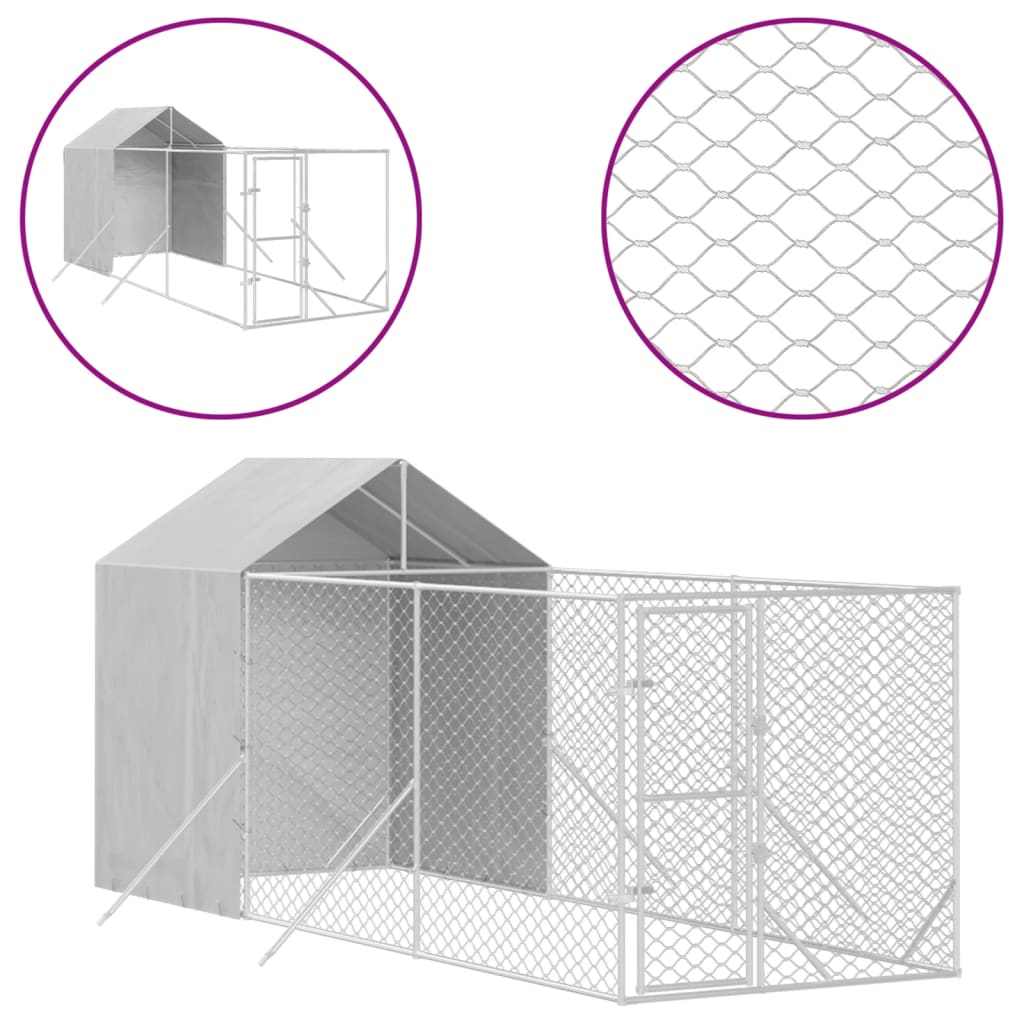 Hondenkennel – Buitenkennel – Dierenren – Hondenhok – Konijnenren – 2x2x2.5 Meter – Gegalvaniseerd Staal – Weerbestendig Dak