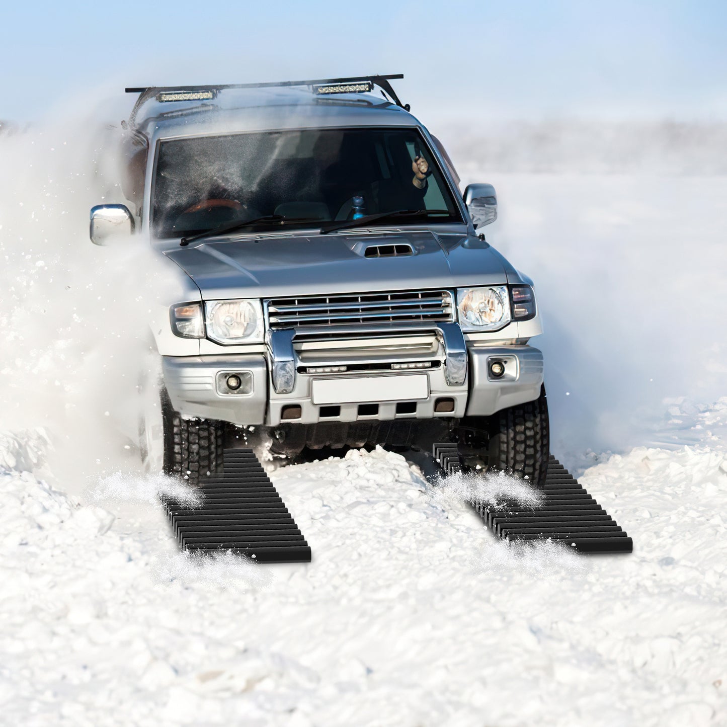 Sneeuwkettingen – Antislip Matten – Tractieplaten – Sneeuwsokken – Traction Mats – 100 x 21 cm – Versterkt Rubber Met Stalen Kabels