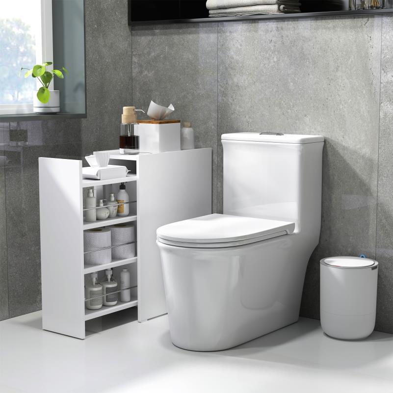 Compact badkamerkastje – badkamermeubel – badkamerkast – opbergkastje – kast met lades – ruimtebesparend – duurzaam hardhout – wit – 47x25x66,5 cm
