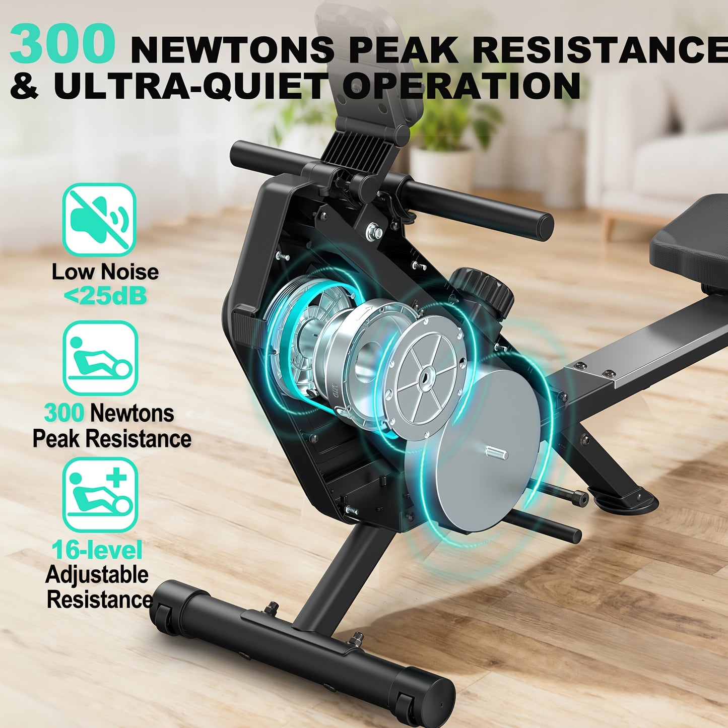 Roeitrainer – Roeimachine – Fitnessapparaat – Hometrainer – Inklapbare Roeimachine – 16 Instelbare Weerstanden – Draagvermogen 160 Kg – Stil Magnetisch Weerstandssysteem