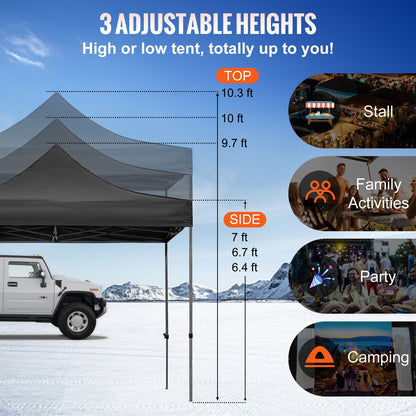 Pop-up Partytent – Prieel – Tuin Tent – Overkapping – Carport – 3x3 Meter – Waterdicht PVC-gecoat Polyester – Verstelbare Hoogte