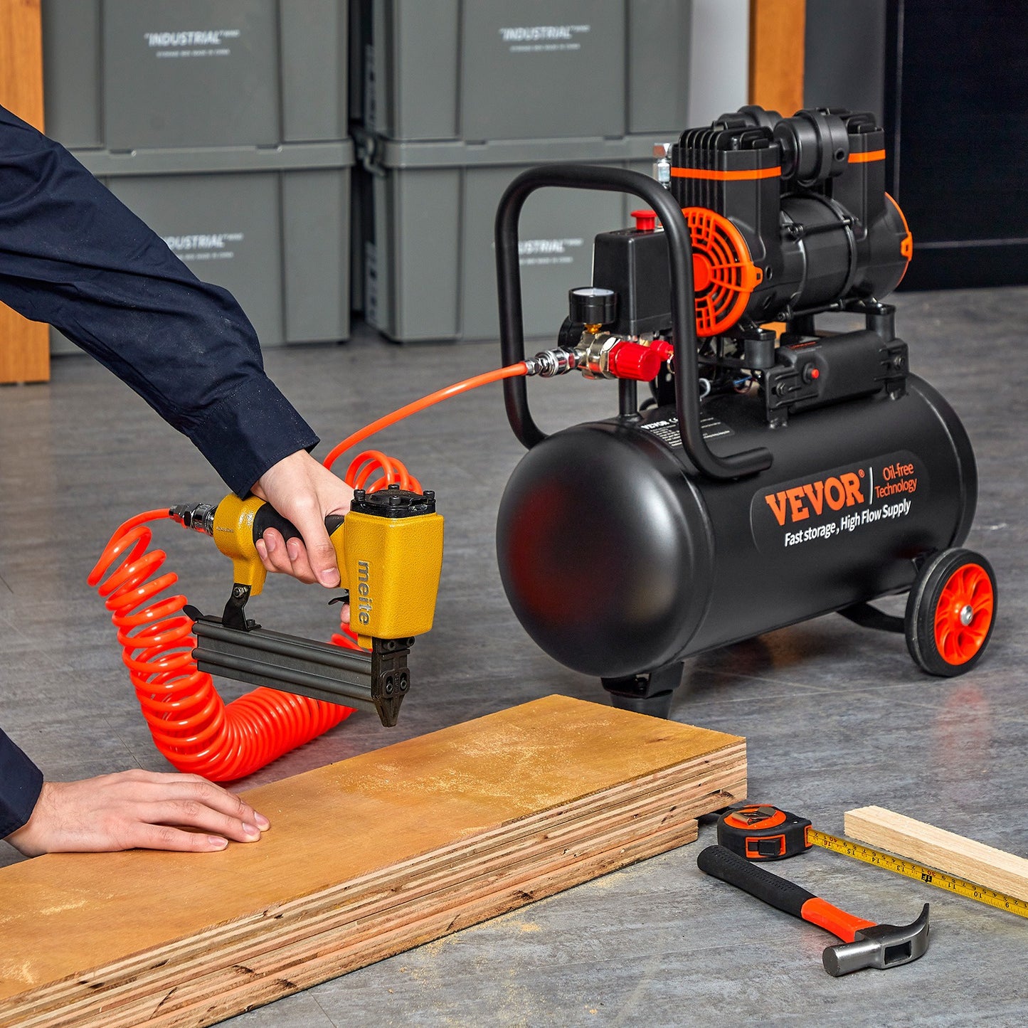 Air Compressor – Luchtcompressor – Bandenpomp – Compressor – Luchtpomp – 4.8 Gallon 18L – 900W Olievrij – Ultra Stil 70 dB