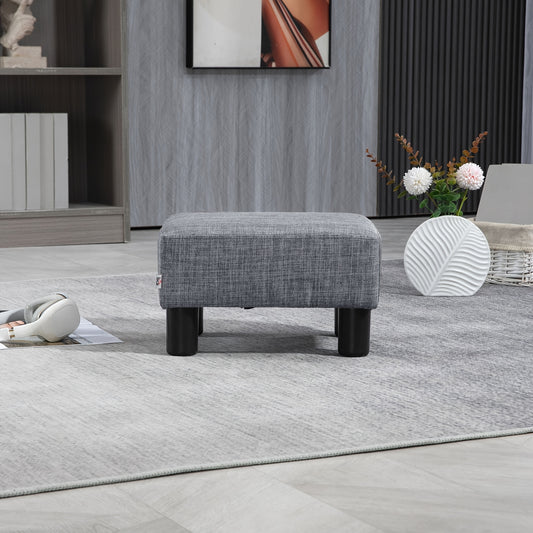 Poef – Voetenbank – Zitzak – Hocker – Ottoman – Rechthoekig – Linnen Bekleding – Belastbaar Tot 150 Kg – Grijs