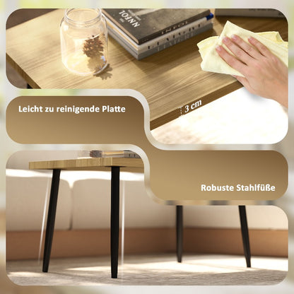 Salontafel Set – Bijzettafel – Lounge Tafel – Tafeltje – Zithoek Tafeltje – Verstelbare Hoogte – Stalen Frame Zwart
