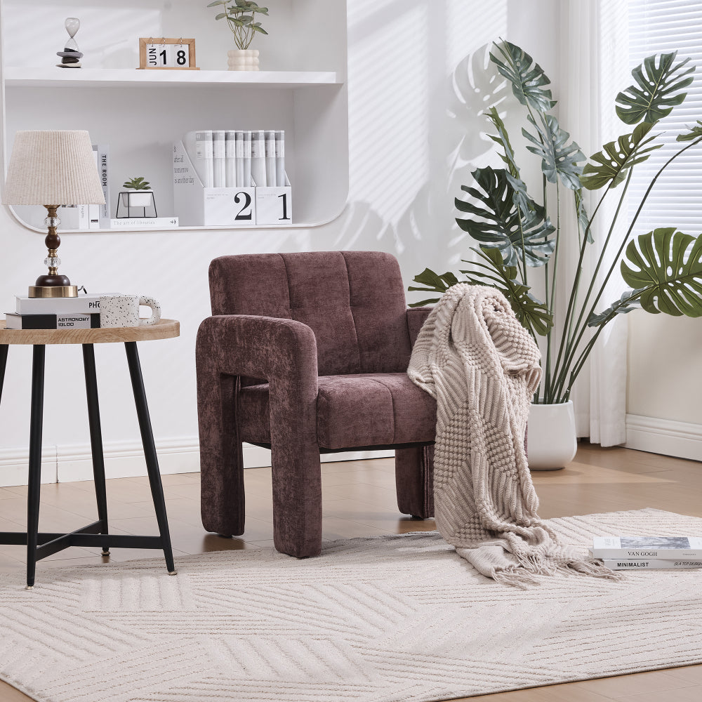 Modern Minimalist Single Armchair - Upholstered Padded with Foam & Assembly, Nordic Style Chair Suitable for Living Room, Bedroom, Office - - Seating