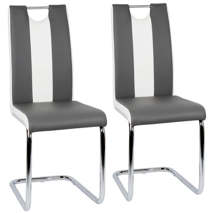 4pcs Modern PU Leather Dining Chair Set - White & Grey Wingback Armless Chairs with Grey, Sturdy Frame & Easy-Clean Faux Leather, Contemporary Minimalist Furniture for Home, Office, Restaurant (Compatible with Hard Floors) -