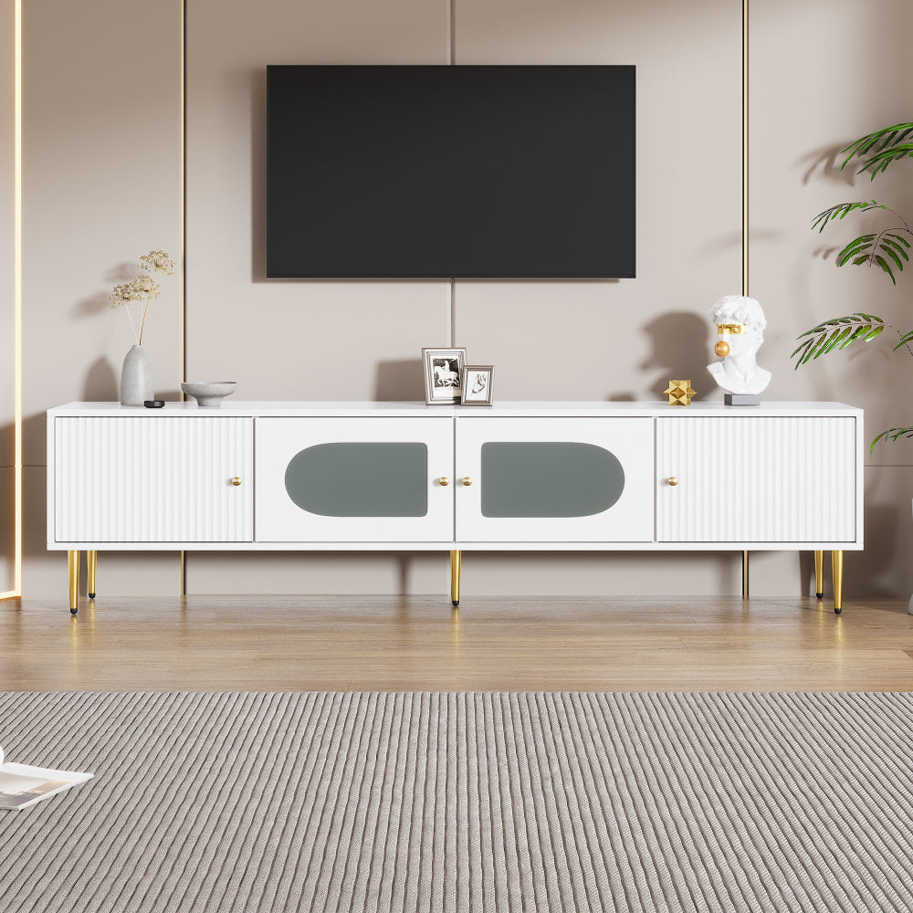 TV-meubel – Woonkamermeubel – Home Entertainment Meubel – TV-kast – Entertainmentkast – Wit met Gouden Accenten – 170x35x50 cm – Draagvermogen 35 kg