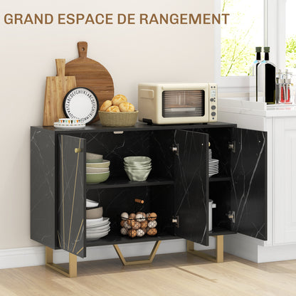 Dressoir – Opbergkast – Buffetkast – Sideboard – Kast – Zwart Marmerlook – 107x35x75 cm – Verstelbare Planken