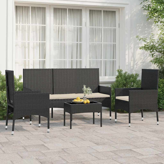 Loungeset – Tuinset – Loungesets – Loungebank – Balkonset – Poly Rattan – Inclusief Zachte Afneembare Kussens