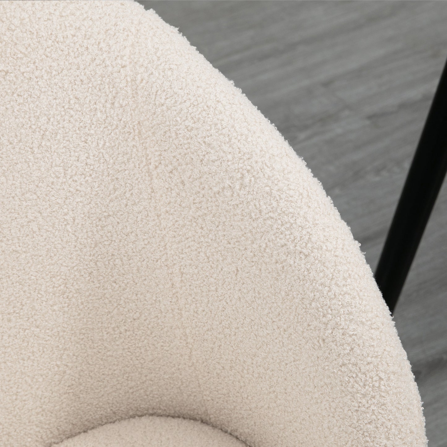 Eetkamerstoel – Stoel – Kuipstoel – Keukenstoel – Draaistoel – Crème Witte Bekleding – Zwarte Stalen Poten – Ergonomische Rugleuning – Set van 2