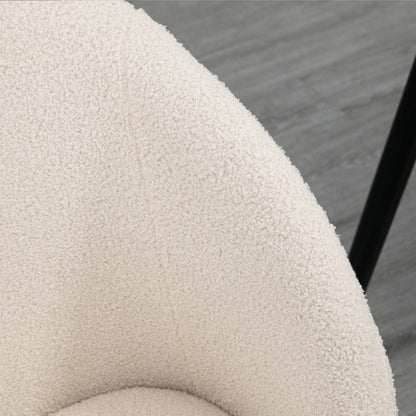 Eetkamerstoel – Stoel – Kuipstoel – Keukenstoel – Draaistoel – Crème Witte Bekleding – Zwarte Stalen Poten – Ergonomische Rugleuning – Set van 2