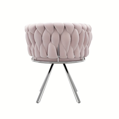 Velvet Makeup Chair – Swivel Stoel – Bureaustoel – Lounge Stoel – Fauteuil – Roze Kleur – Luxe Fluwelen Bekleding – Vier Metalen Poten